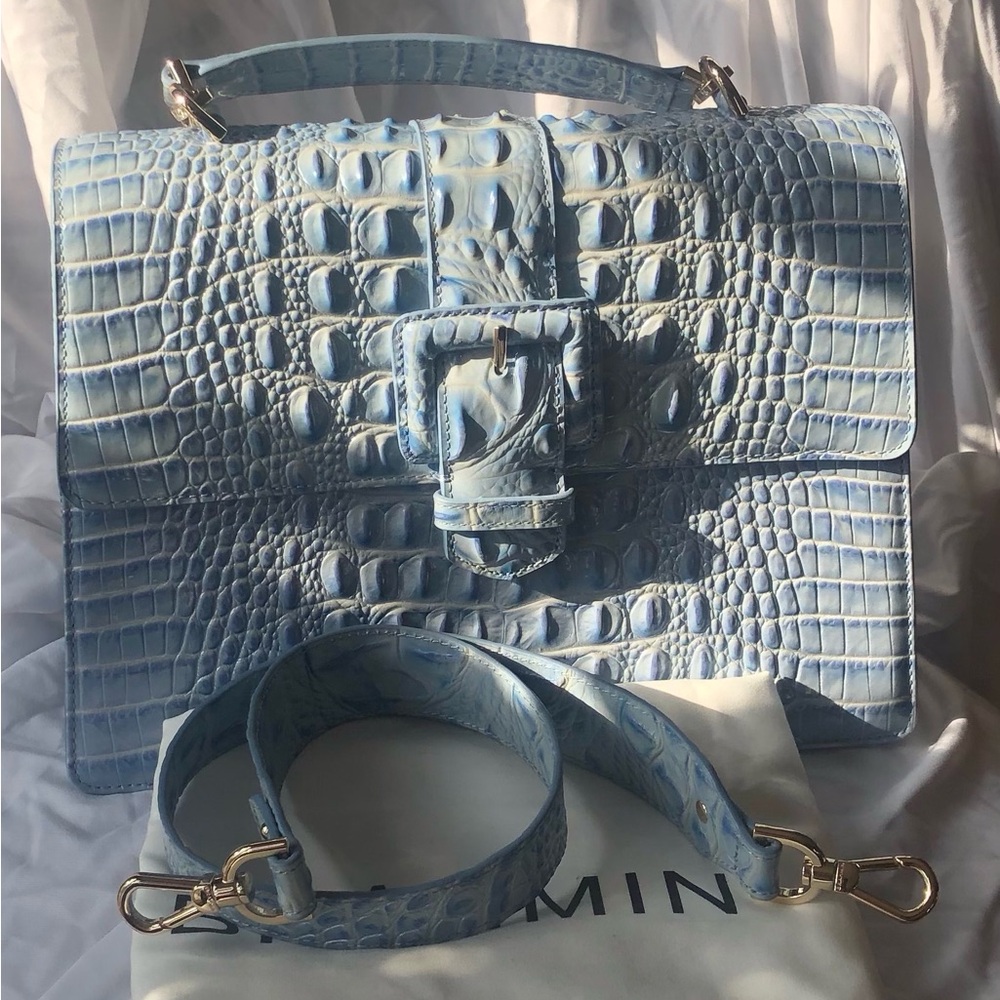 Brahmin Hallie Melbourne Heavenly Blue Top Handle Satchel Handbag